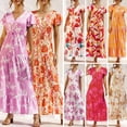 thumbnail image 3 of Vestido de mujer con volantes, estampado floral, corbata, cintura, vestido imperio, cuello en V Irfora Vestido de mujer, 3 of 7