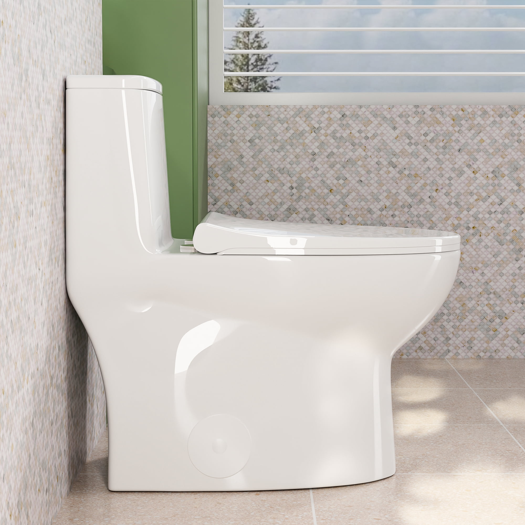 TT001 One-Piece Toilets for Bathrooms 1.6 GPF Dual Flush