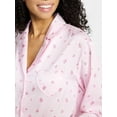 thumbnail image 4 of No Boundaries Sleepwear Satin Long Sleeve Button-Up Top and Shorts Set, 2-Piece, Women’s XS-XXL, 4 of 5
