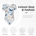 thumbnail image 5 of Lsque Butterfly Women's Crew Neck Short Sleeve Bodysuit Basic T Shirts Tops Onesie Adult Cute Pajama-Large, 5 of 8