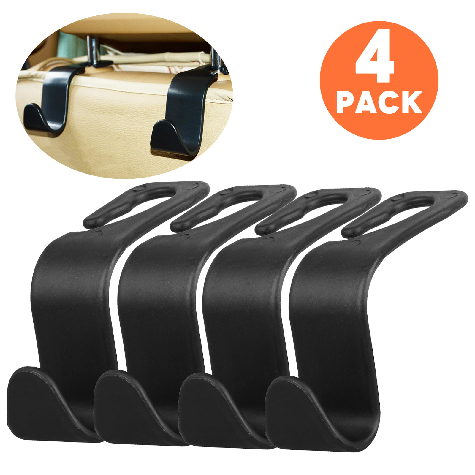 2 Pack Car Seat Headrest Hook Bling Rhinestone Hanger Storage Organizer Hanger Holder Hooks for Handbag Purse Coat fit Universal Vehicle Car Black S Type