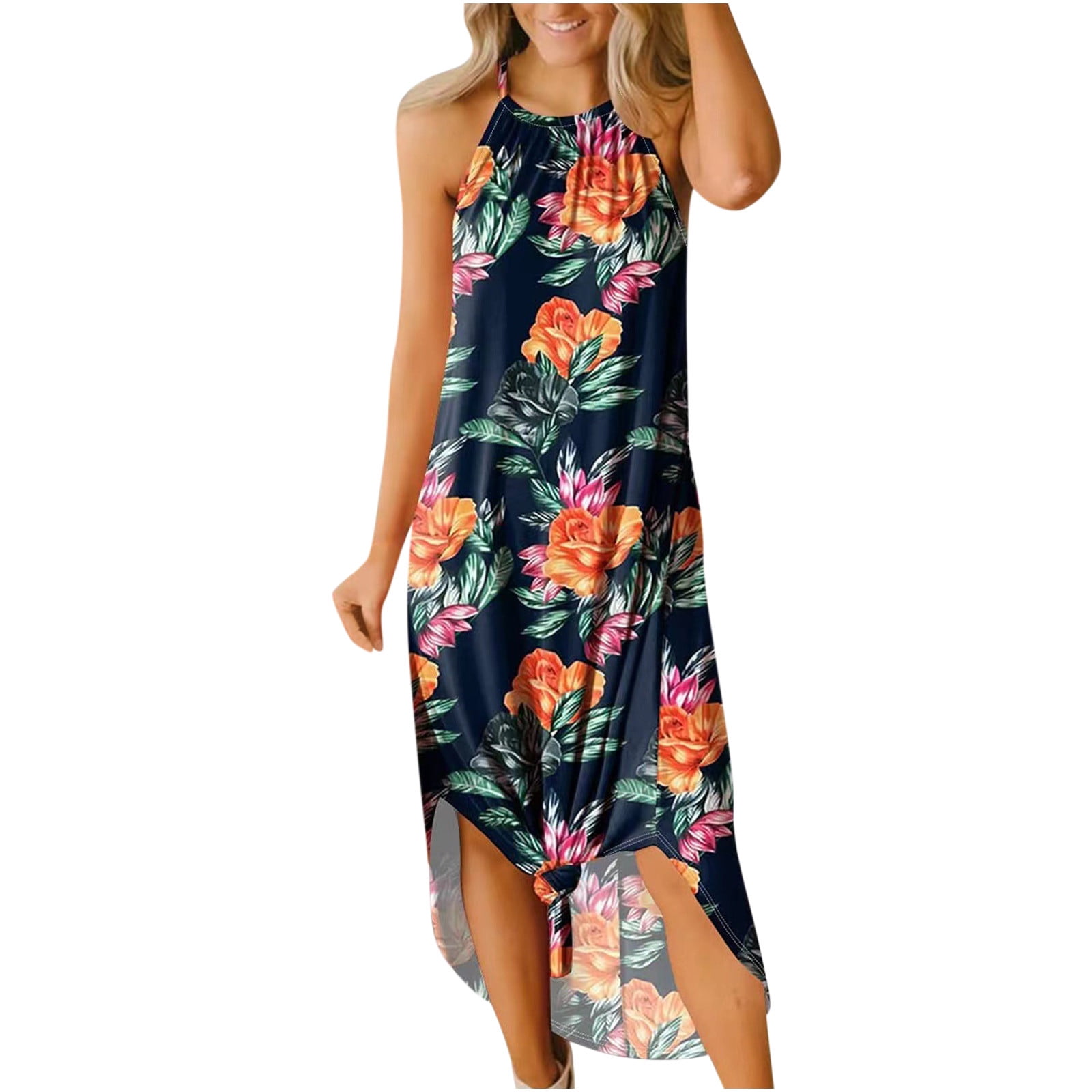Cute Party Sun Dresses Tropical Print Women's Casual Long Flowy ...