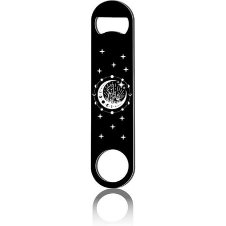 

Moon Star Flat Bottle Opener Speed Metal Opener Heavy Duty Bottle Opener Stainless Steel Key for Bartender Pub Home Kitchen Valentine Bar Drinks Kitchen Gifts Black 1.6 X 7 Inch