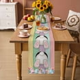 thumbnail image 2 of Easter Bunny Table Runner - 60 Inch Long Cute Rabbit Eggs Flowers Colorful Wood Plank Cotton and Linen Blended Dress Scarves Farmhouse Table Runner for Kitchen Dining, Coffee Table, 13" x 60", 2 of 8