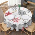 thumbnail image 3 of White Christmas Snowflake Pattern Round Tablecloth 60"x60",Wrinkle Wipeable Table Cloth for Kitchen Dining Room Picnic Patio Party, 3 of 6