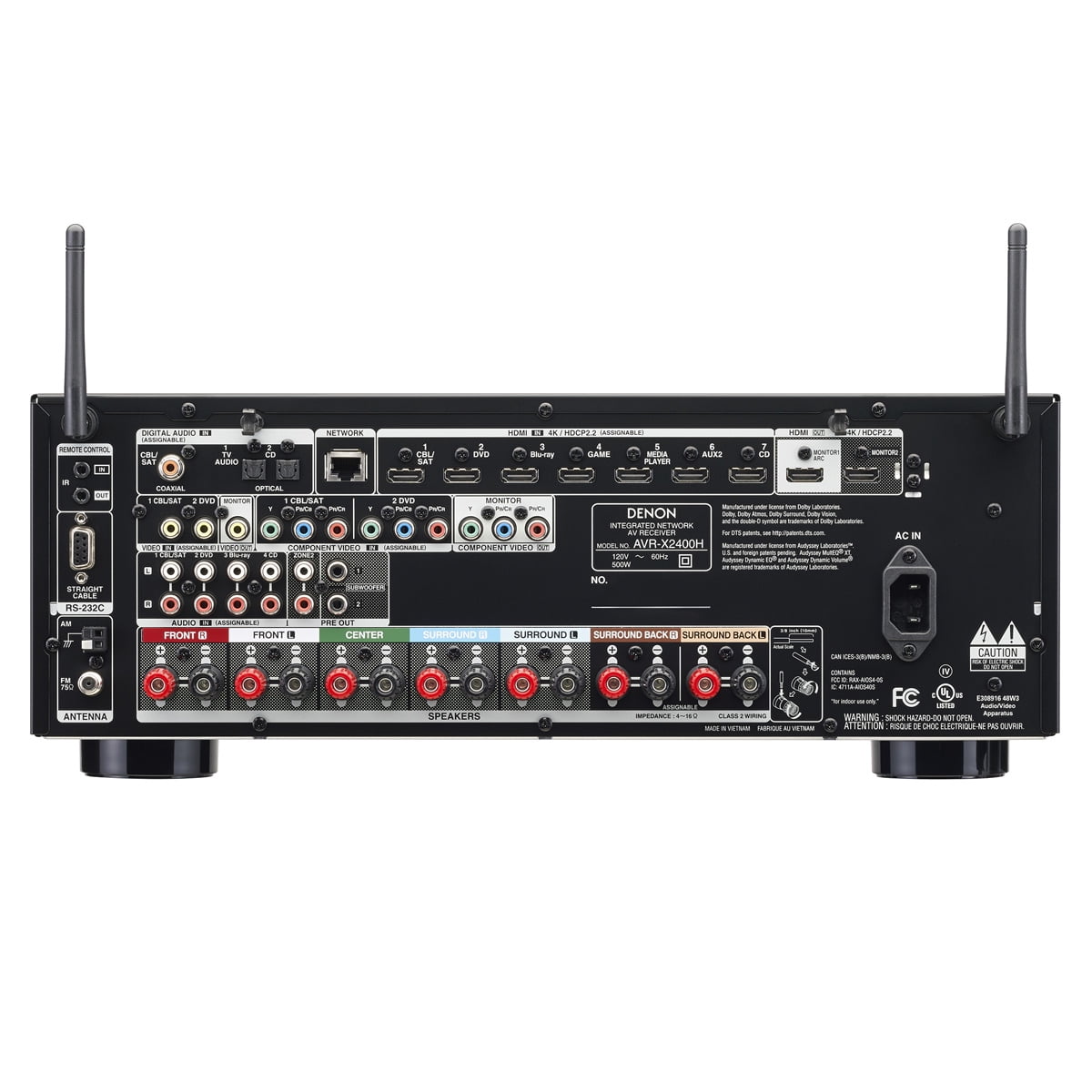 Denon AVR-X2400H 7.2 Channel Full 4K Ultra HD Network AV Receiver