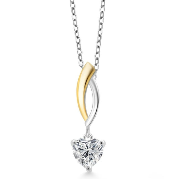 Gem Stone King 925 Silver and 10K Yellow Gold IGI Certified Lab Grown Diamond Infinity Pendant Necklace for Women | Heart Shape 1 Ct | E-F Color | VS1-VS2 Clarity | with 18 inch Chain