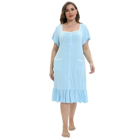 

WBQ Women s Nightgown Ladies Oversize Short Sleeve Nightdress Sleepwear Sleep Shirt Milk Silk Court Style Nightgown XL-5XL