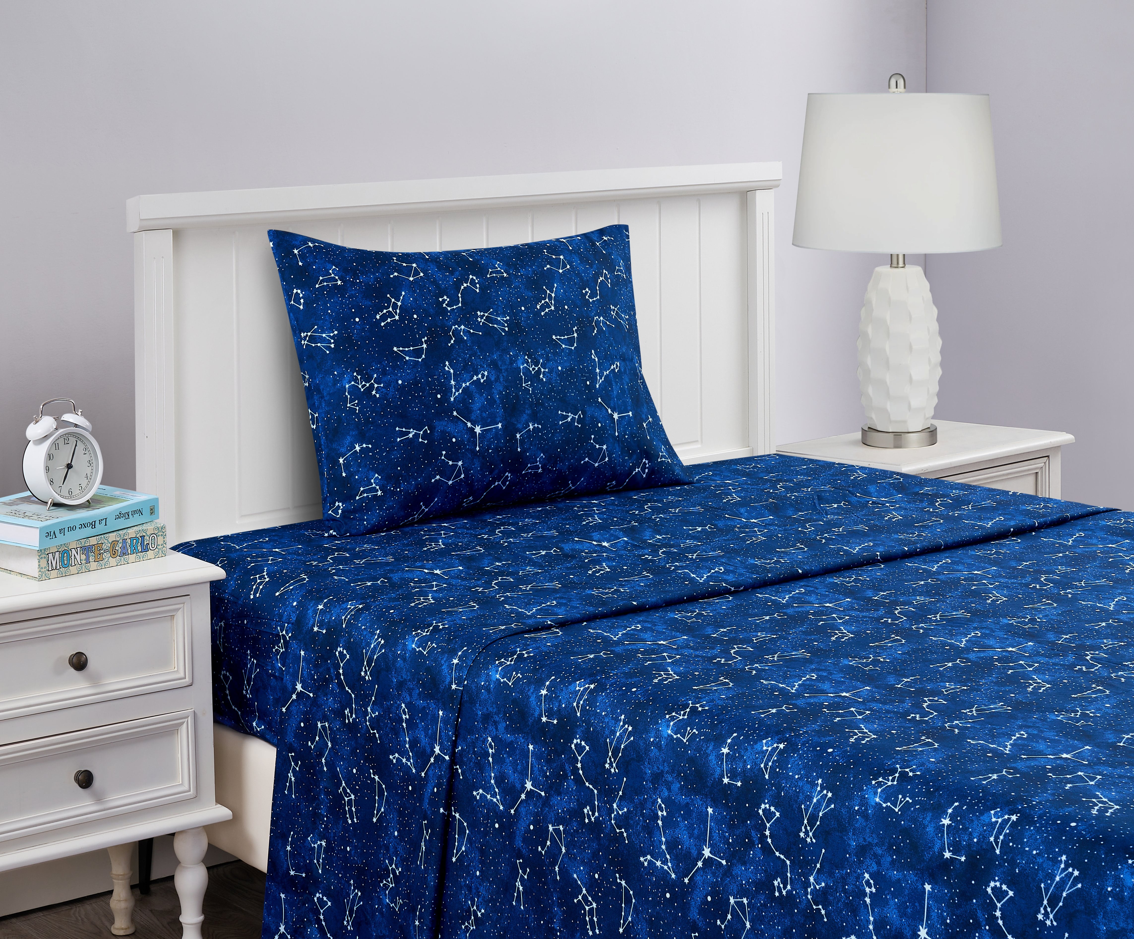 Your Zone Kids Microfiber Sheet Set, Blue Stars, Twin, 3 Piece
