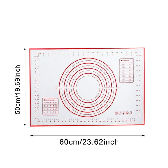 LYCAQL Extra Large Silicone Pastry Mat Extra Thick Non Stick Baking Mat with Measurement Fondant Mat Counter Mat Dough Rolling Mat Oven Liner Pie Crust Mat (20''(W) * 24''(L), Red)