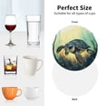 thumbnail image 6 of Naloa Watercolor Turtle3 Leather Coasters for Drinks, Durable Drink Coasters 4 Set for Tabletop Protection, Luxurious Home Décor and Housewarming Gift ( {designName})Round Shape, 6 of 6