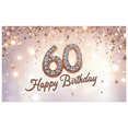 thumbnail image 3 of Yatrandify Rose Gold Theme Happy Birthday Banner Diamond Number Festive Design Milestone Celebration Banner for 60th Birthday Indoor Outdoor Party, 3 of 8