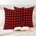 thumbnail image 3 of Black Red Plaid Outdoor Waterproof Pillow Covers, Vintage Rustic Buffalo Checked Gingham Decorative Square Throw Pillowcase Sofa Cushion Sham for Patio/Couch/Chair, 16"x16" 2 Pack, 3 of 8
