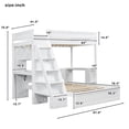 thumbnail image 2 of Harper & Bright Designs Twin XL Over Full L Shaped Bunk Bed with Stairs and 2 Desk & USB Charging Station, Solid Wood Separable L-Shaped Bunk Bed with Storage Shelves, White, 2 of 12