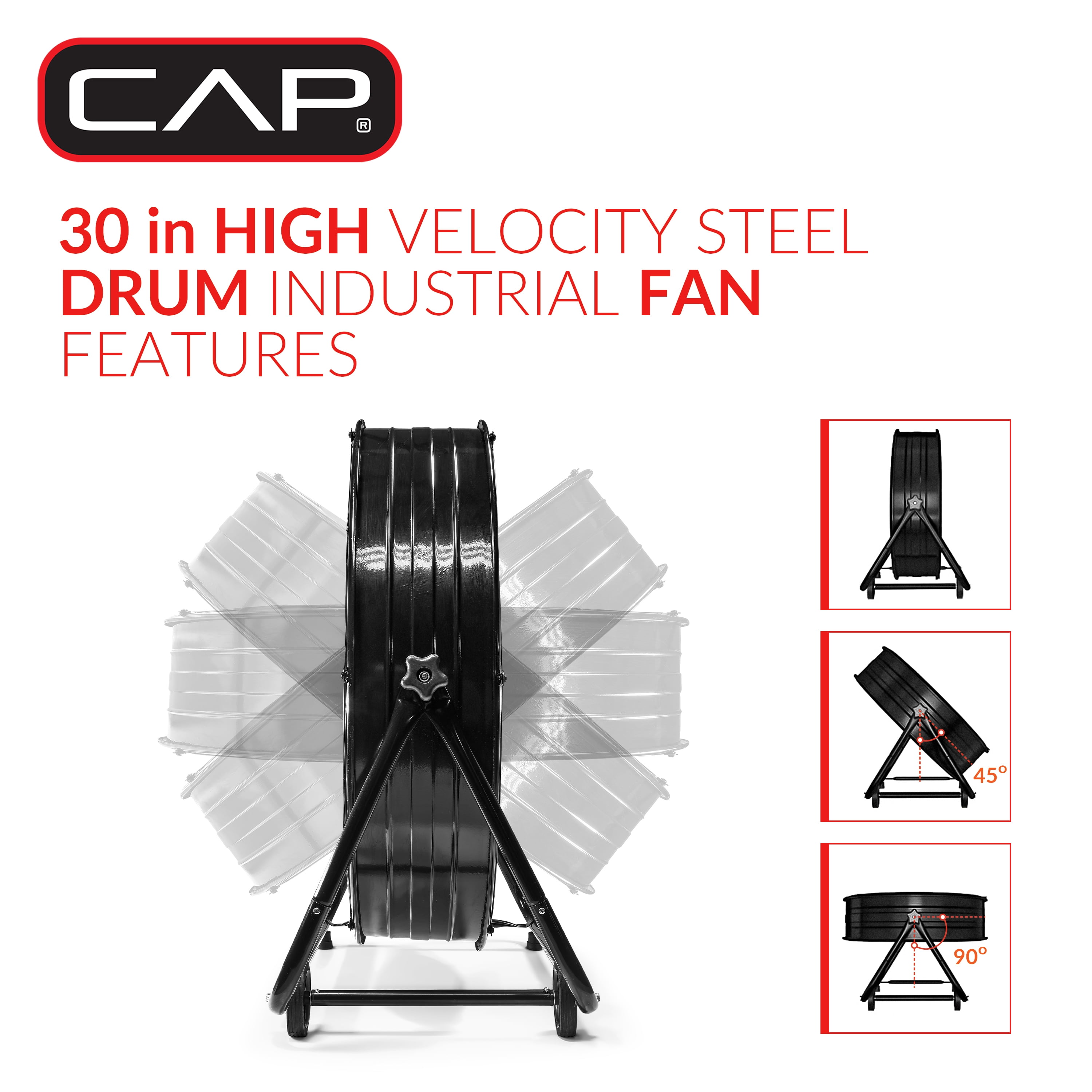 CAP Barbell 30'' High Velocity Heavy Duty Floor Fan, 3-blade design