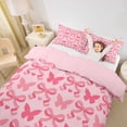 thumbnail image 2 of Erosebridal Cute Pink Queen Duvet Cover Set for Girls, Butterfly Bow-Tie Bedding, Pink Reversible, 1 Duvet Cover and 2 Pillowcases (No Comforter), 2 of 5