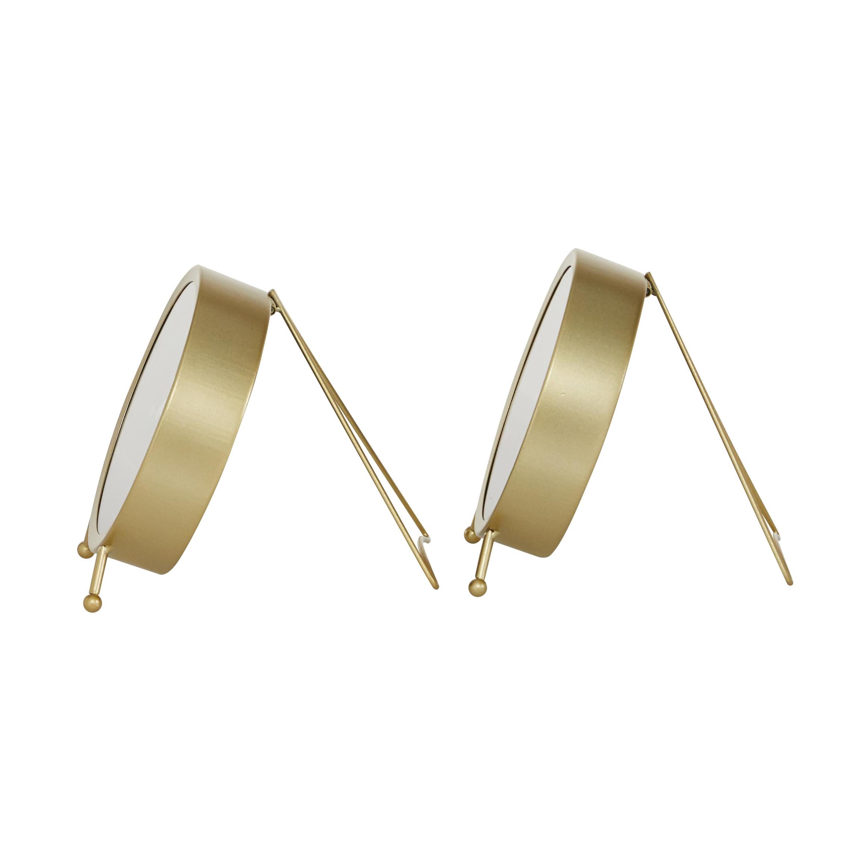DecMode 7" Gold Metal Clock, Set of 2