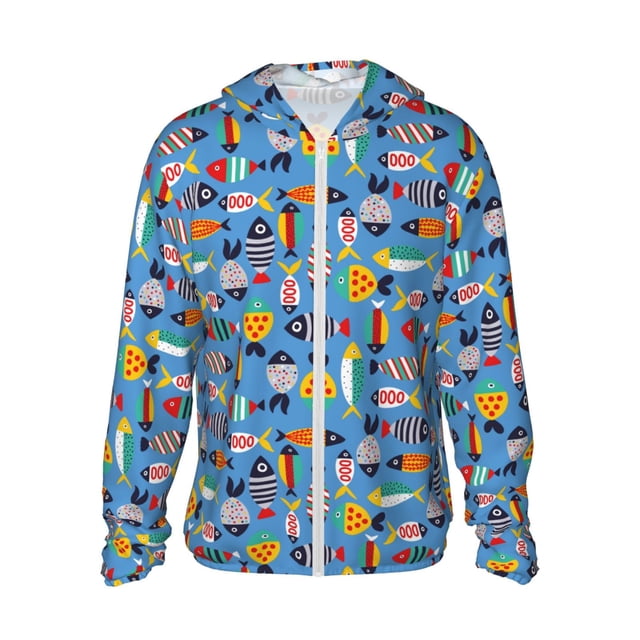 Vsdgher Sweat à Capuche Adulte Imprimé Poisson Mignon pour Hommes Femmes, Manches Longues Protection Solaire Pêche pour Course Natation-Moyen