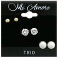 thumbnail image 2 of Mi Amore Cubic-Zirconia Multiple-Earring-Set Gold-Tone/White, 2 of 2