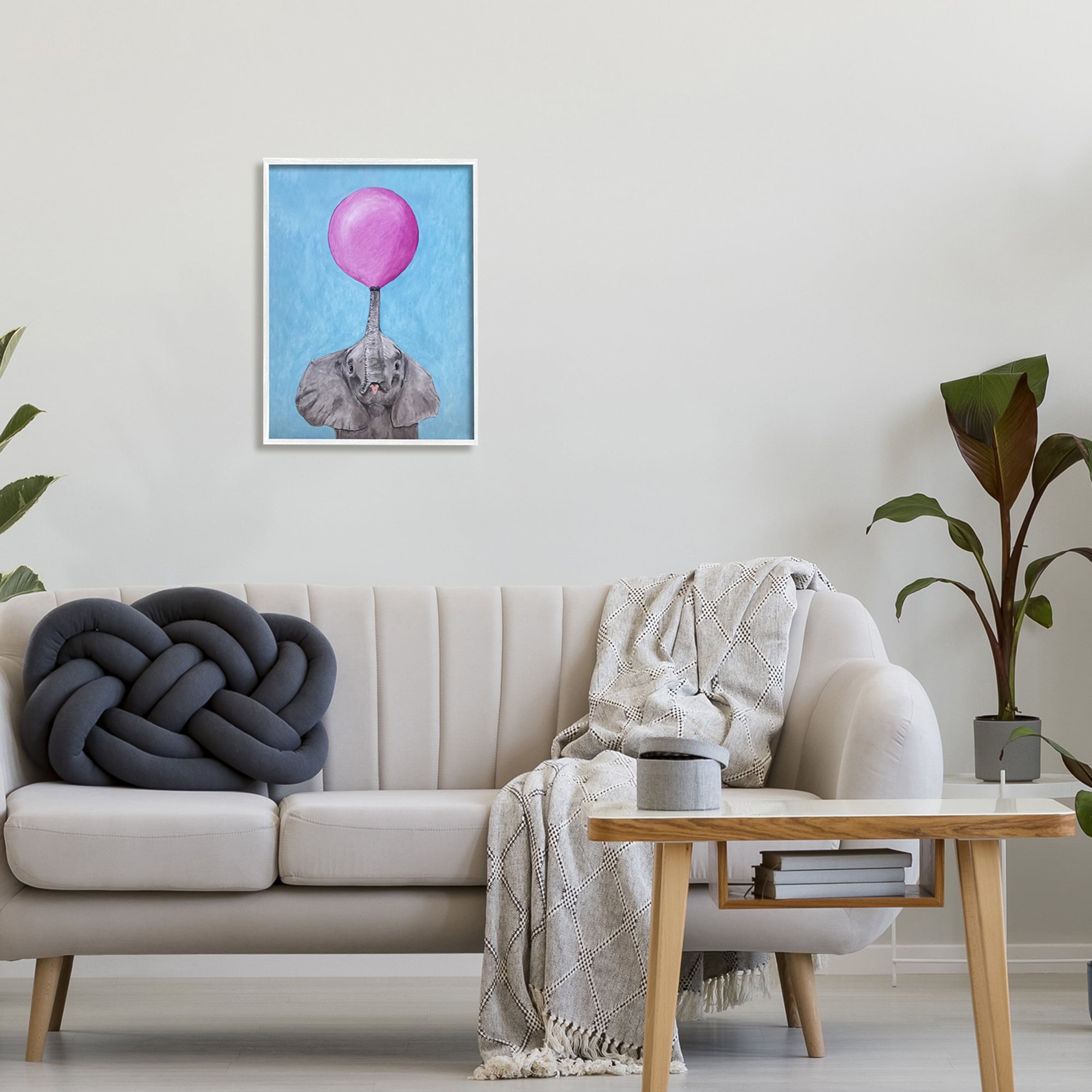 Stupell Industries Cute Elephant Blowing Pink Balloon Animal Portrait, 16 x 20, Design by Coco de Paris