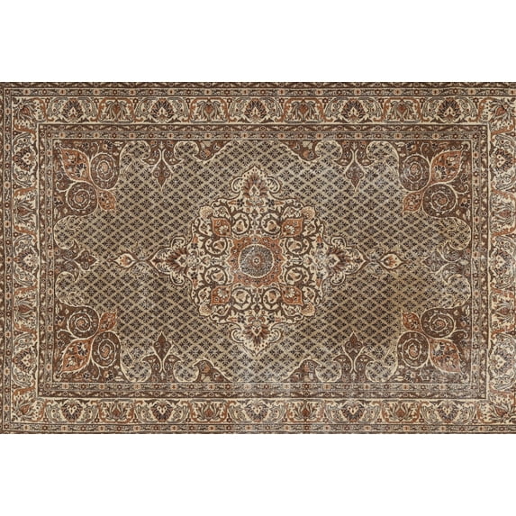 Ahgly Company Machine Washable Indoor Rectangle Traditional Camel Brown Area Rugs, 7' x 9'