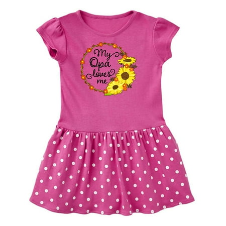 

Inktastic My Opa Loves Me with Sunflower Wreath Gift Toddler Girl Dress