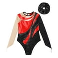 thumbnail image 3 of Alvivi Kids Girls Gymnastics Leotard Shiny Rhinestone Long Sleeve Ballet Dance Bodysuit with Hair Band Red&Black 16, 3 of 5