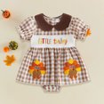 thumbnail image 2 of OJSFQUFP Cute Baby Hare Dress Halloween Thanksgiving Turkey Pumpkin Towel Embroidered Plaid Triangle Climbing Suit, 2 of 4