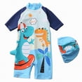 thumbnail image 2 of NOLDARES Cute Baby Boy Swimsuit Long Sleeve/Short Sleeved One Piece Bathing Suit Summer Infant Surfing Suit(Light Blue,6-7 Years), 2 of 5