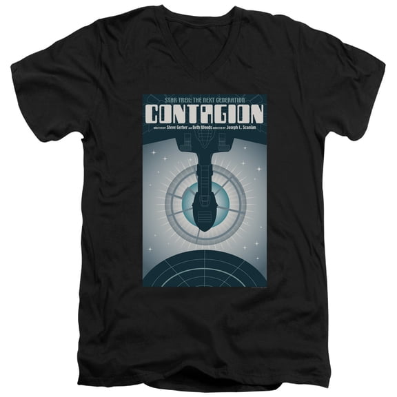 Star Trek Tng Season 2 Episode 11 Adult V-Neck 30/1 T-Shirt Black