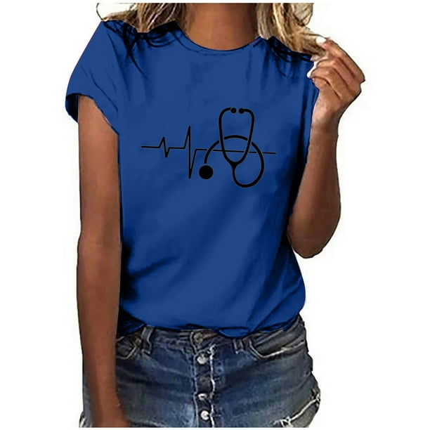Camiseta de manga corta con estampado de día de la enfermera para mujer OAVQHLG3B Store lin121212