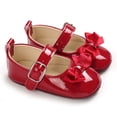 thumbnail image 3 of Baby Girls Bowknot Mary Jan Flats Soft Rubber Sole Toddler Walking Shoes Infant Princess Crib Wedding Dress Shoes for 0-18 Months, 3 of 9