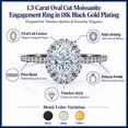 thumbnail image 3 of JeenMata 1.5 Carat Oval Cut Moissanite Engagement Ring - Bridal Set - Halo Ring - Handmade Ring - 18k Black Gold Plating for Women, 3 of 9