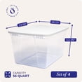 thumbnail image 4 of HOMZ 56-Quart Clear Stackable Plastic Storage Containers, White Lid, 4 Pack, 4 of 9