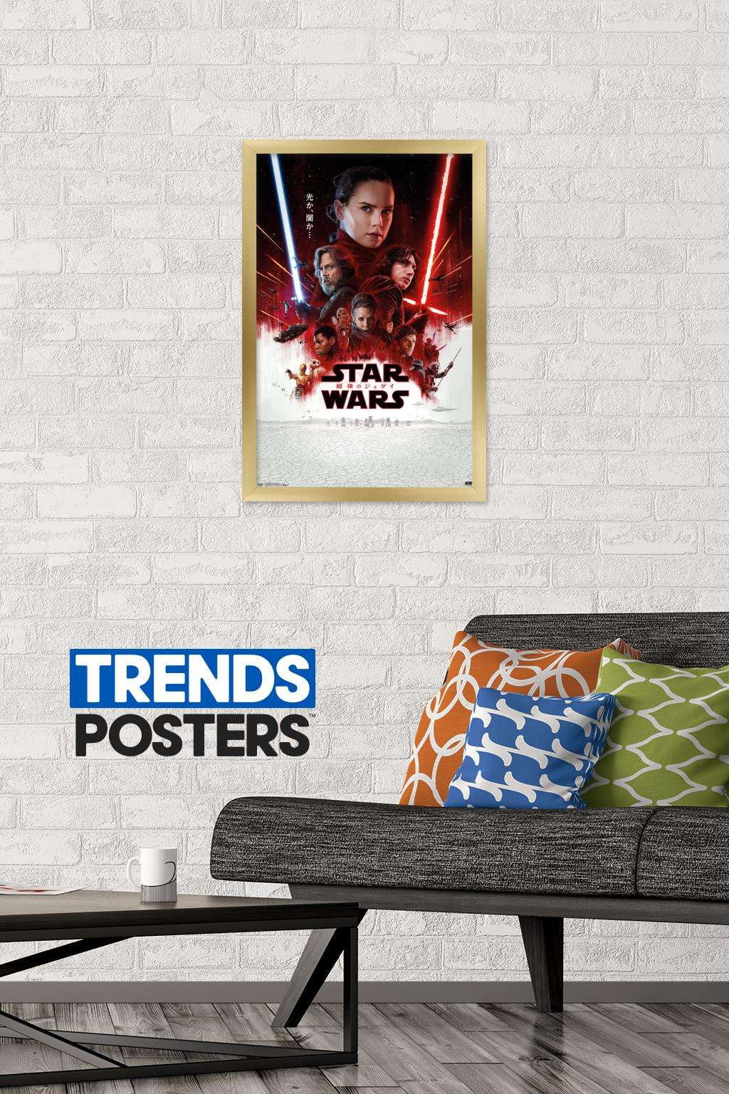 Star Wars: The Last Jedi - Japan One Sheet Wall Poster, 14.725" x 22.375", Framed