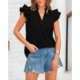 thumbnail image 3 of FreshPretty Women Summer Eyelet Tops Dressy Casual V Neck Ruffle Cap Sleeve Cotton Boho Shirts Lace Embroidered Blouses 2025, 3 of 7