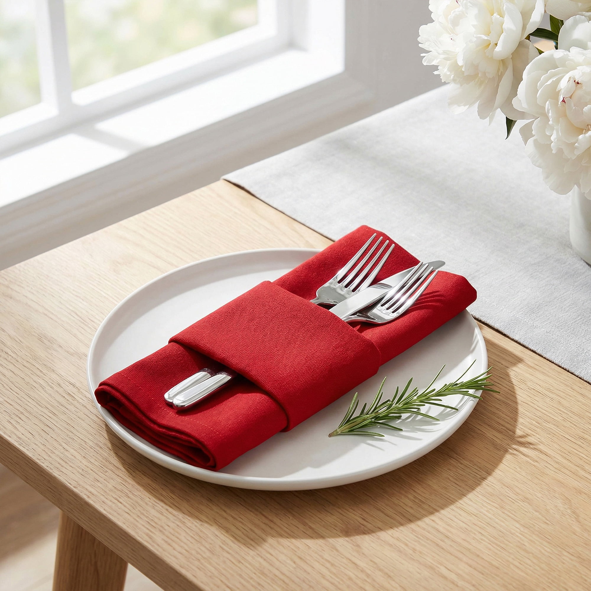 Unique Bargains 12Pcs  Washable Reusable Party Cloth Napkins Burgundy 17x17inch