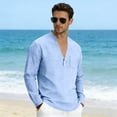 thumbnail image 7 of USNSM Mens Linen Henley Shirts Long Sleeve Casual Solid Color Summer Beach T Shirts with Pocket Lightweight Hippie Yoga Tops Blue XXL, 7 of 7