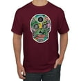 thumbnail image 1 of Day Of The Dead Calavera Skull Colorful Trippy | Mens Pop Culture Graphic T-Shirt, Maroon, 2XL, 1 of 4