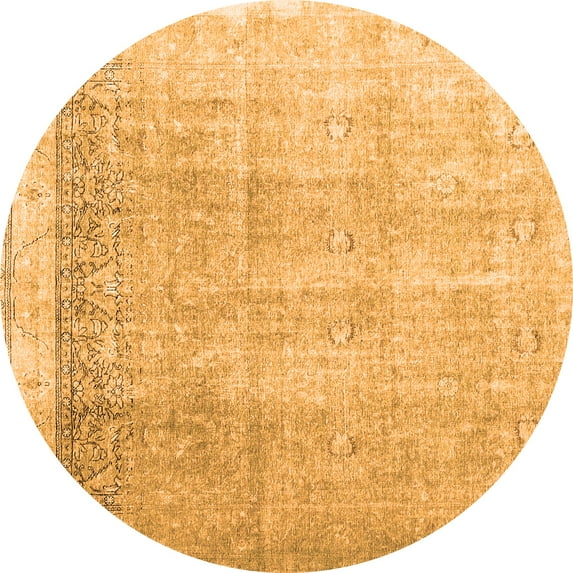 Ahgly Company Indoor Round Abstract Orange Contemporary Area Rugs, 7' Round
