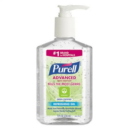 Purell Advanced Green Certified Instant Hand Sanitizer Gel, 8oz Pump Bottle, Clear -GOJ969112EA