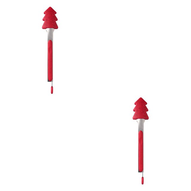 Yuarrent Navidad silicona metal comida cocina barbacoa clip pan pinzas cocina abrazaderas árbol de navidad rojo 2piezas Yuarrent CBP147649