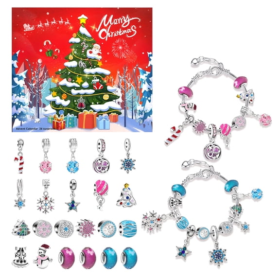 DESIGNICE 2025 Christmas Countdown Advent Calendar Blind Box 24-Piece Christmas Holiday Bracelet Collection Exquisite Bracelets