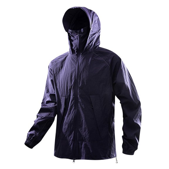 Xfvqtps Sun Protection Clothing for Mens Sun Protection Hoodie Full Zip up Solid Color Long Sleeve Breathable Summer Light Jacket for Fishing Hiking Athletic Running Dark Blue