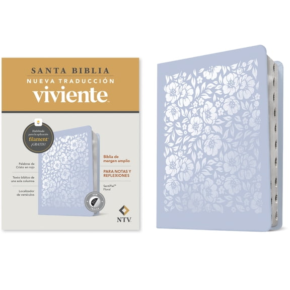 Biblia de Margen Amplio Ntv Con Filament (Sentipiel, Floral, Índice, Letra Roja), (Hardcover)