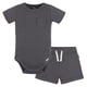 thumbnail image 1 of Set de body y short para bebé Gerber gris oscuro 12 meses, 1 of 7