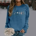thumbnail image 2 of FYEGRE Flower Graphic Sweatshirt for Women Floral Printed Vintage Long Sleeves Shirt Crewneck Hoodie Loose Pullovers Tops Navy S, 2 of 2