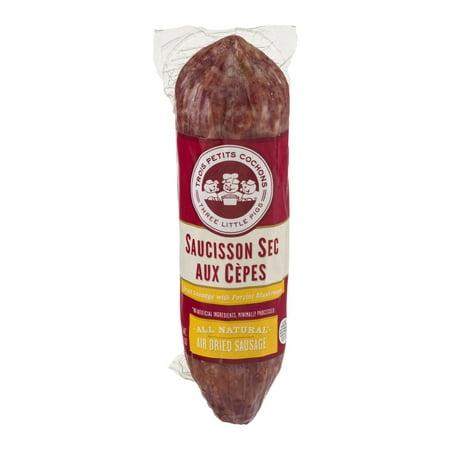 Trois Petits Cochons Air Dried Sausage with Porcini Mushrooms, 8.0