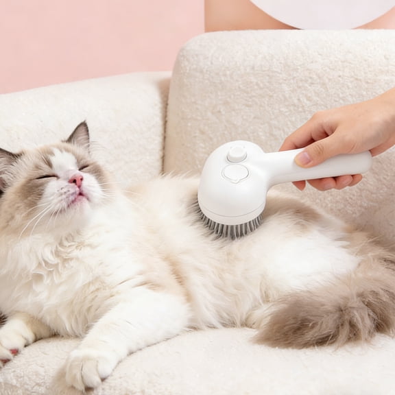 deshedding Brush for Cats, Cat Self Grooming Brush, Reusable Pet Hair Remover, 3.5X7 in, White, Long Coat detangling, 1 Pc