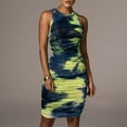 thumbnail image 6 of Fesfesfes Women's Bodycon Dress Fashion New Gorgeous Slim Fit Spandex Dress Sexy Sleeveless Vest O-Neck Tie-Dye Dress Gifts for Her, 6 of 9
